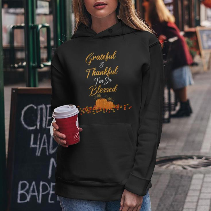 Thanksgiving Grateful Thankful Blessed Teacher Mom Women Hoodie Unique Gifts