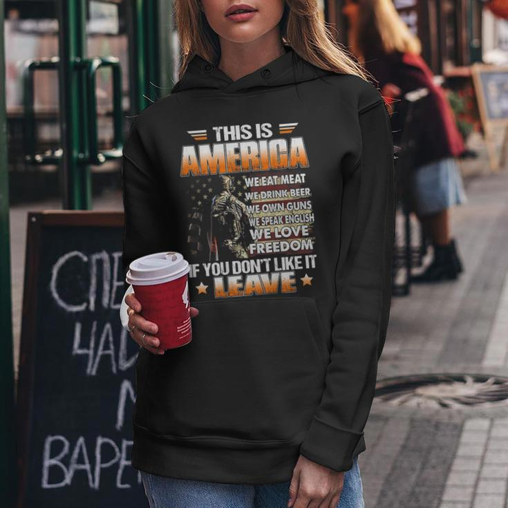 This Is America We Eat Meat We Drink Beer We Own Guns Back Women Hoodie Unique Gifts