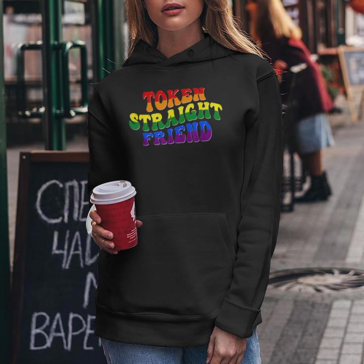 Token Straight Friend Gay Pride Lgbtq Groovy Rainbow Colors Women Hoodie Unique Gifts