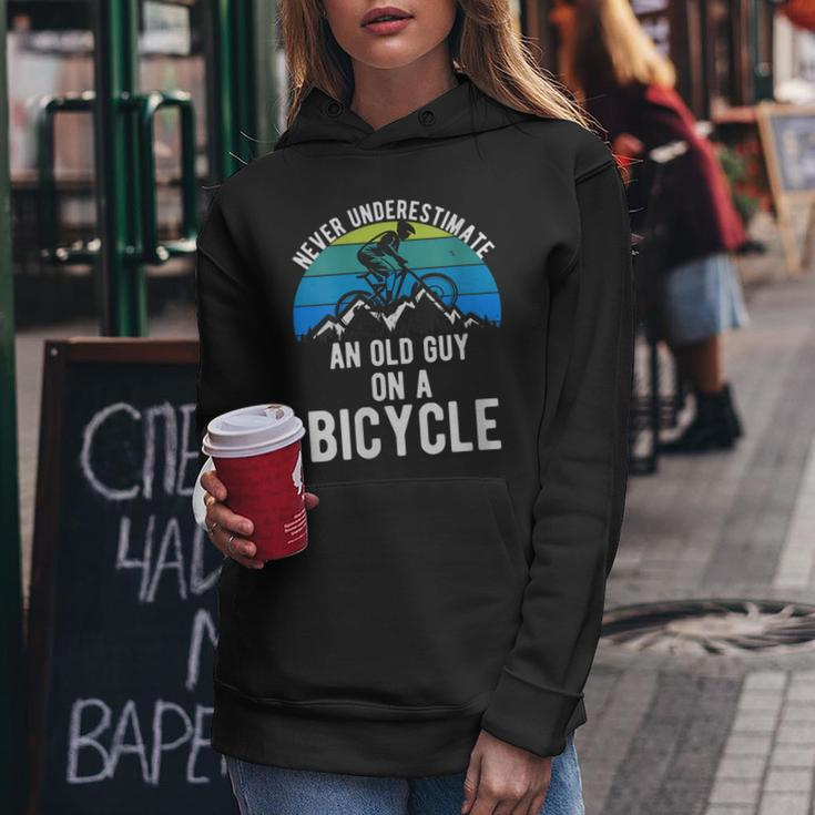 Never Underestimate An Old Guy On A Bike Mountain Mens Women Hoodie Funny Gifts