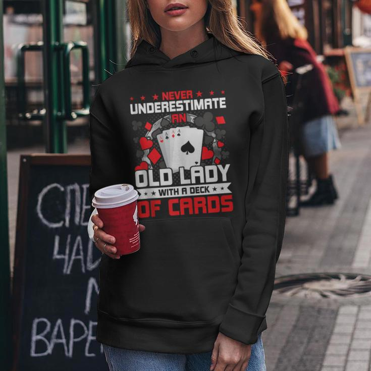 Never Underestimate An Old Lady With Deck Of Cards Women Hoodie Unique Gifts
