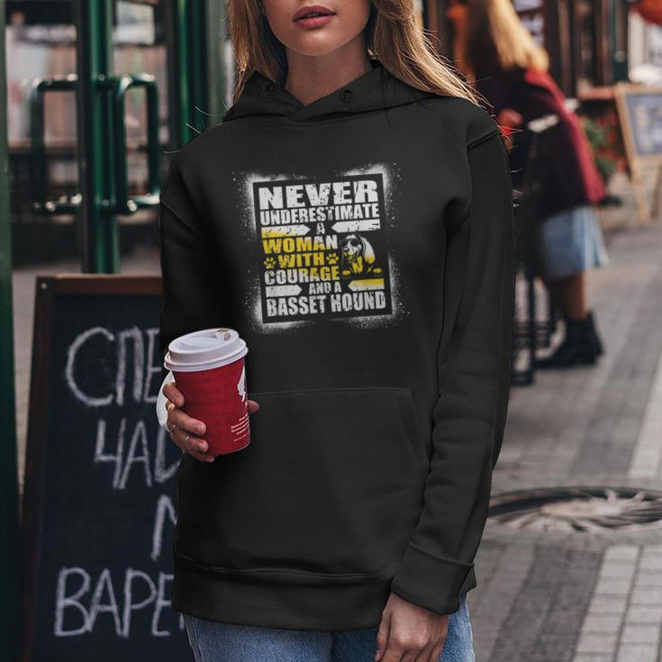 Never Underestimate Woman Courage And Her Basset Hound Women Hoodie Personalized Gifts
