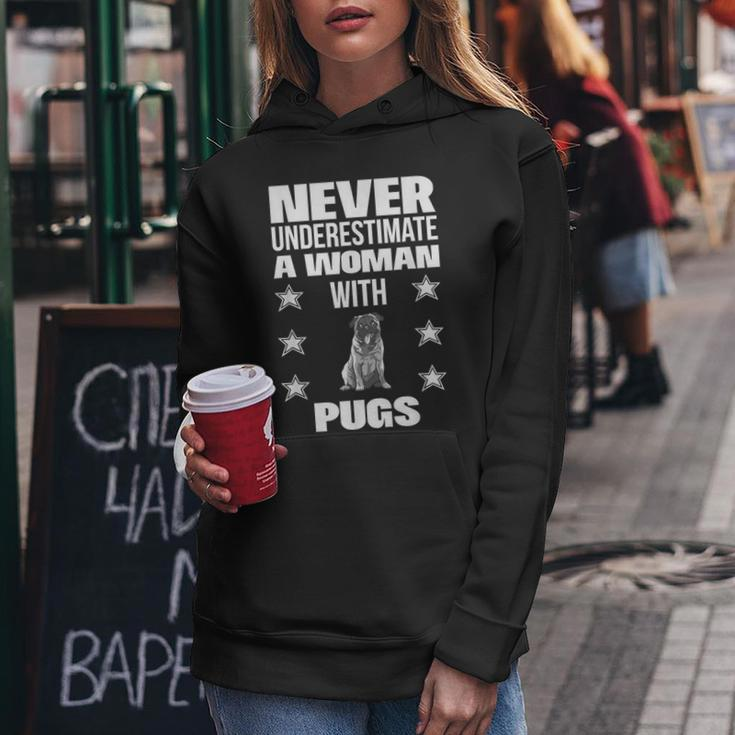 Never Underestimate A Woman With Pugs Women Hoodie Unique Gifts