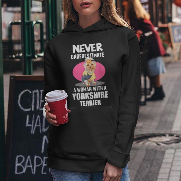 Never Underestimate A Woman With A Yorkshire Terrier Women Hoodie Unique Gifts