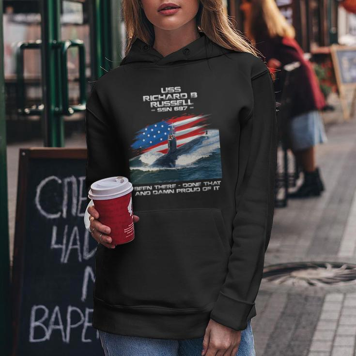 Uss Richard B Russell Ssn-687 American Flag Submarine Women Hoodie Personalized Gifts