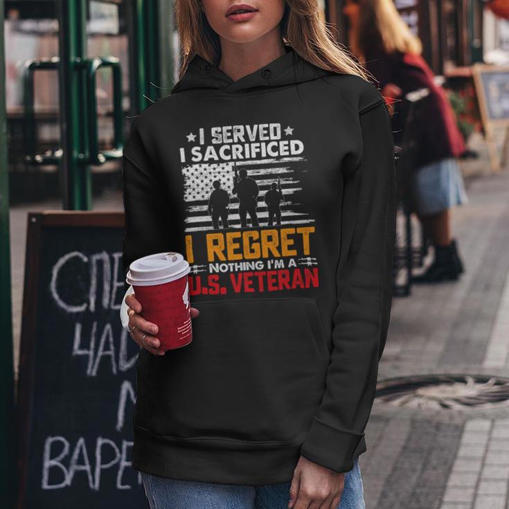 Veteran Vets Us Army Veteran Gifts American Flag I Regret Nothing Gift Veterans Women Hoodie Unique Gifts