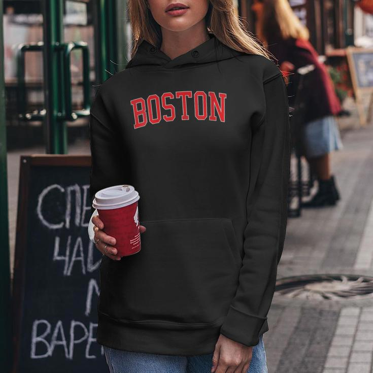 Vintage Boston Ma Varsity Style Red Text Women Hoodie Unique Gifts