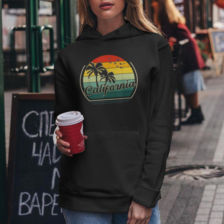 Vintage California Beach Summer Vacation Sunset Palm Women California Gifts And Merchandise Funny Gifts Women Hoodie Unique Gifts