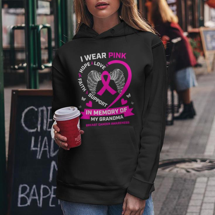 I Wear Pink In Memory Of My Grandma Breast Cancer Awareness Women Hoodie Funny Gifts