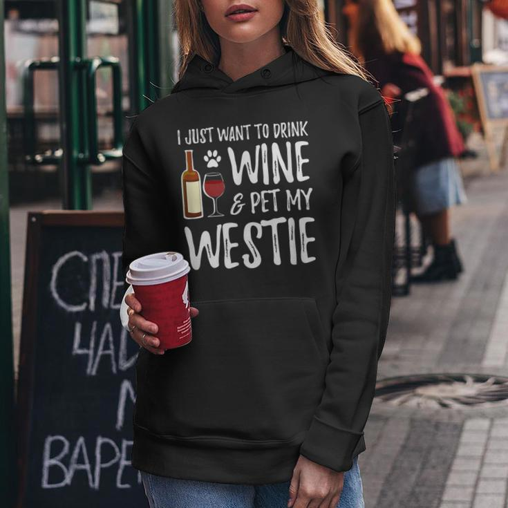 Wine And Westie Dog Mom Or Dog Dad Idea Women Hoodie Funny Gifts