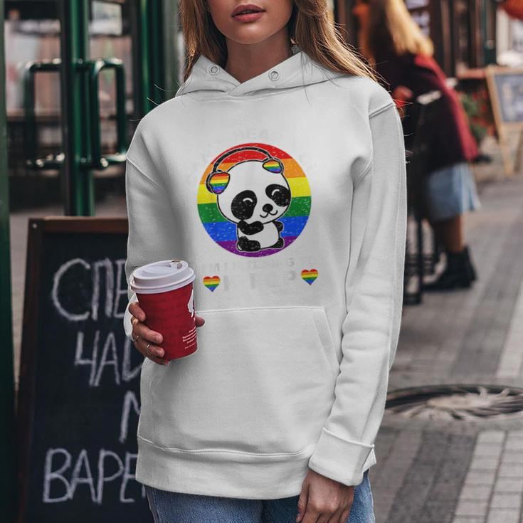 Cant Hear You Im Listening To K-Pop Panda Lgbt Gay Pride Women Hoodie Unique Gifts