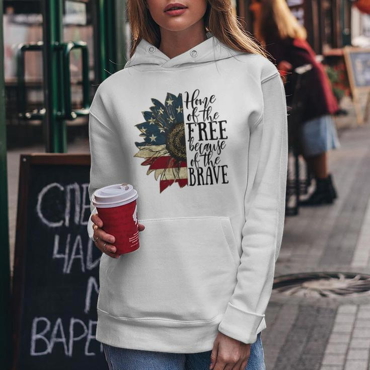 Home Of The Free Because Of The Brave American Sunflower Women Hoodie Unique Gifts