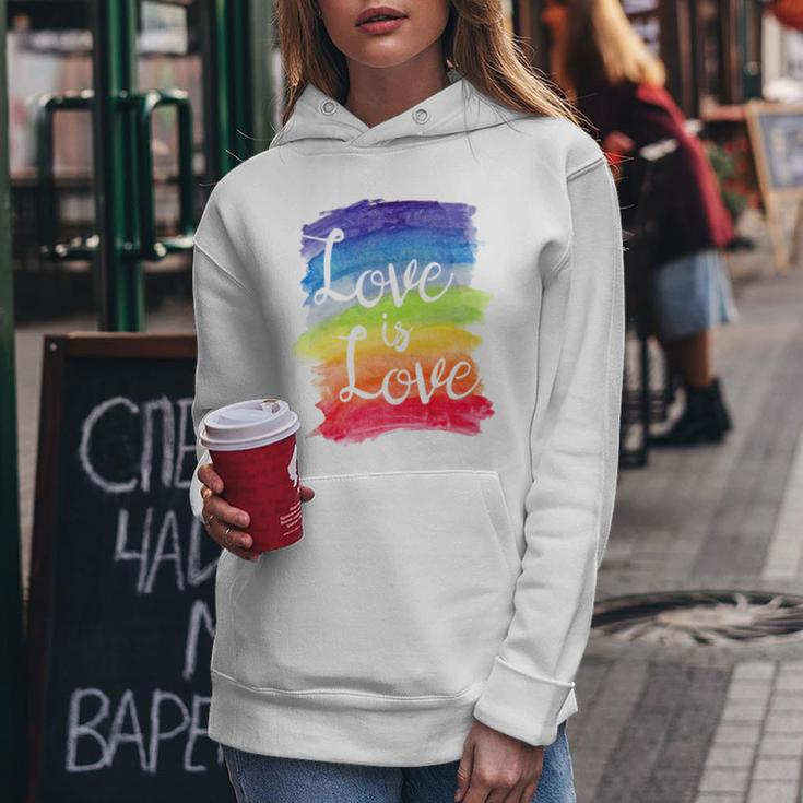 Love Is Love Rainbow Gay Lesbian Pride Watercolors Women Hoodie Unique Gifts