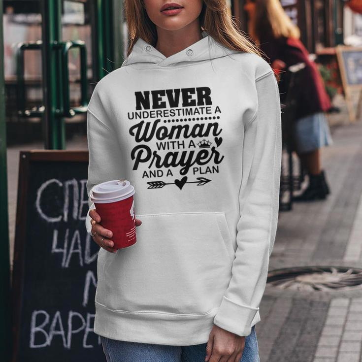 Never Underestimate A Woman With A Prayer And Plan Christian Women Hoodie Funny Gifts