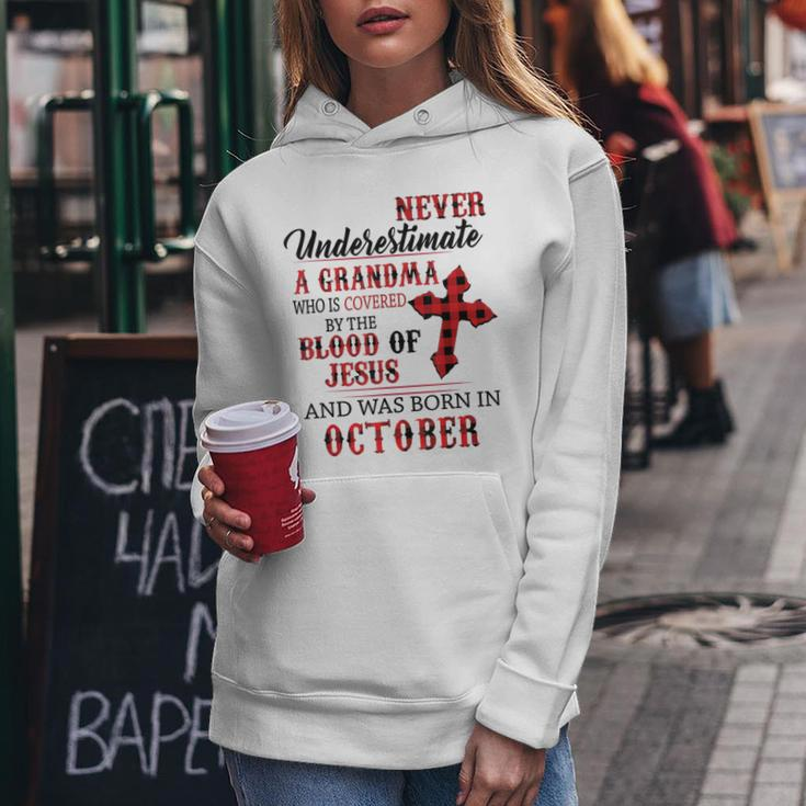 October Never Underestimate A Grandma Covered By The Blood Women Hoodie Unique Gifts