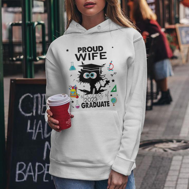 Proud Wife Of A Class Of 2023 Graduate Cool Funny Black Cat Women Hoodie Unique Gifts