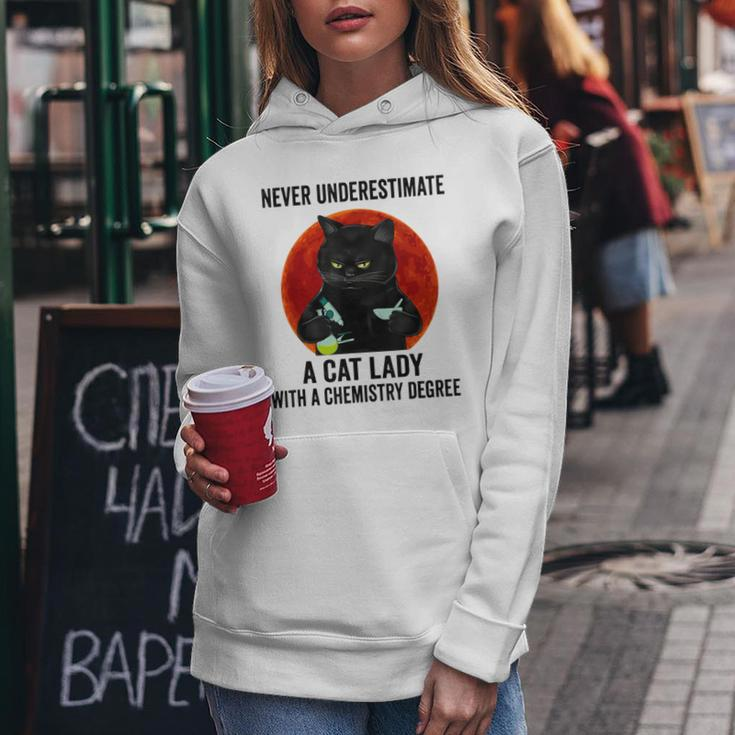 Never Underestimate A Cat Lady With A Chemistry Degree Women Hoodie Unique Gifts