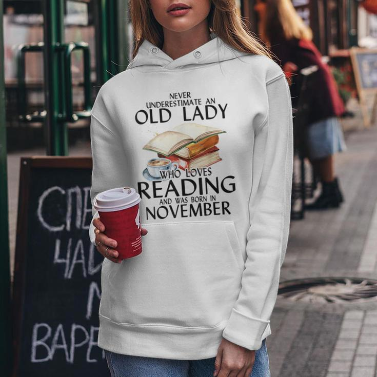 Never Underestimate An Old Lady Who Loves Reading November Women Hoodie Unique Gifts