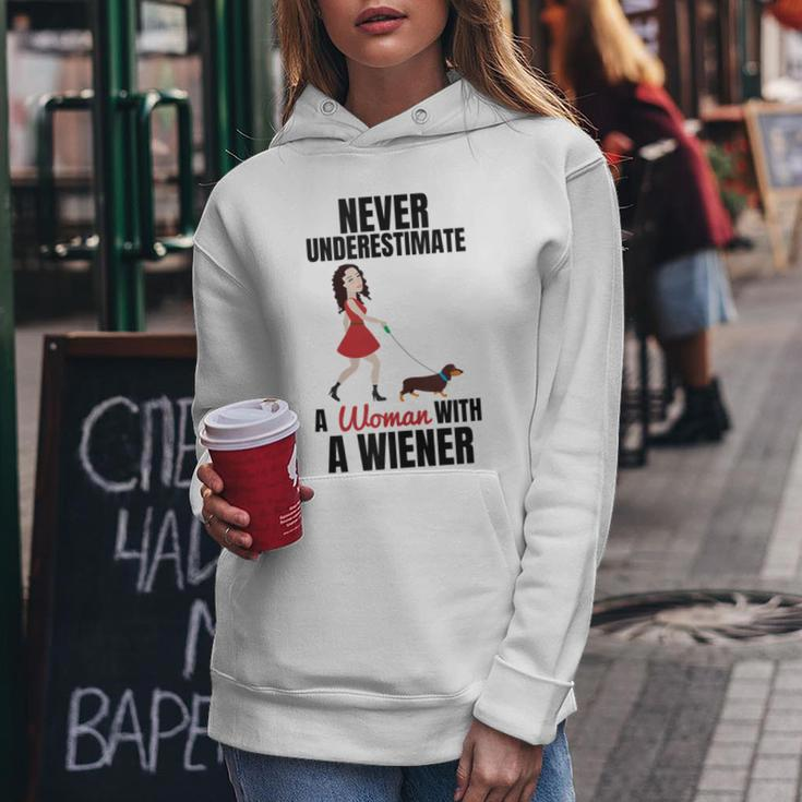 Never Underestimate A Woman With A Wiener Dachshund Women Hoodie Funny Gifts