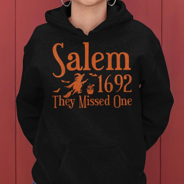 1692 They Missed One Salem Halloween Distressed Women Hoodie