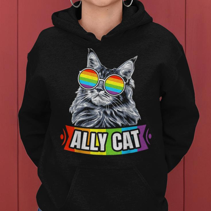 Ally Cat Straight Lgbt Supporter Gay Pride Ally Rainbow Women Hoodie