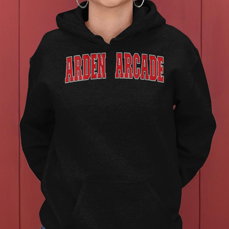 Arden-Arcade California Souvenir Trip College Style Red Text Women Hoodie