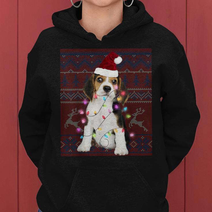 Beagle Christmas Lights Ugly Sweater Dog Lover Women Hoodie