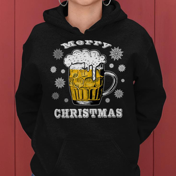 Beer Funny Beer Drinkers Merry Christmas Snowflake Holiday Women Hoodie