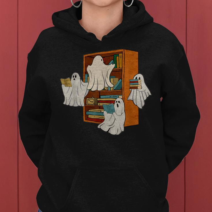 Boo Books Ghost Librarian Halloween Teacher Reading Lover Women Hoodie