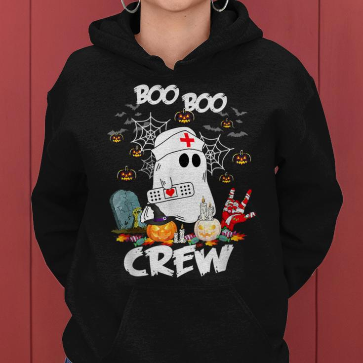 Boo Boo Crew Ghost Nurse Retro Halloween 2023 Nursing Rn Women Hoodie