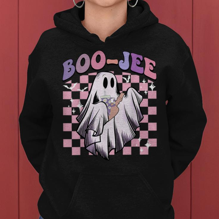 Boo Jee Ghost Groovy Happy Halloween Spooky Season Women Hoodie