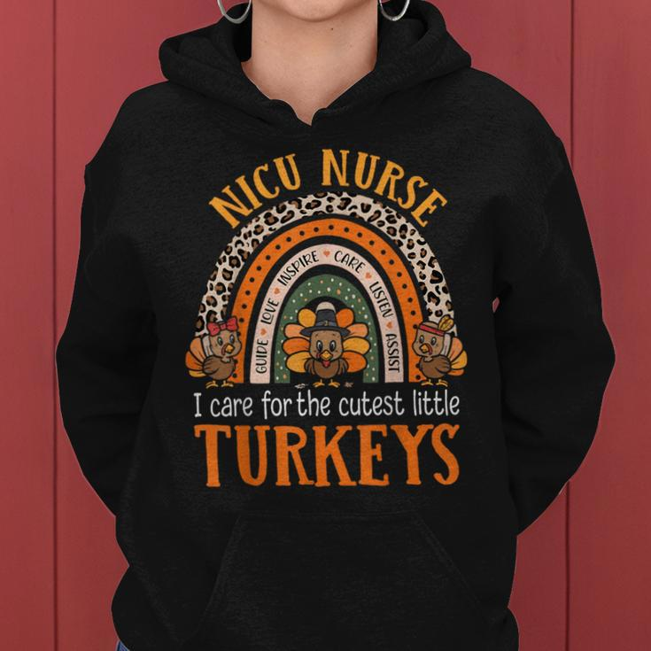 I Care For The Cutest Turkeys Thanksgiving Nicu Nurse Women Hoodie