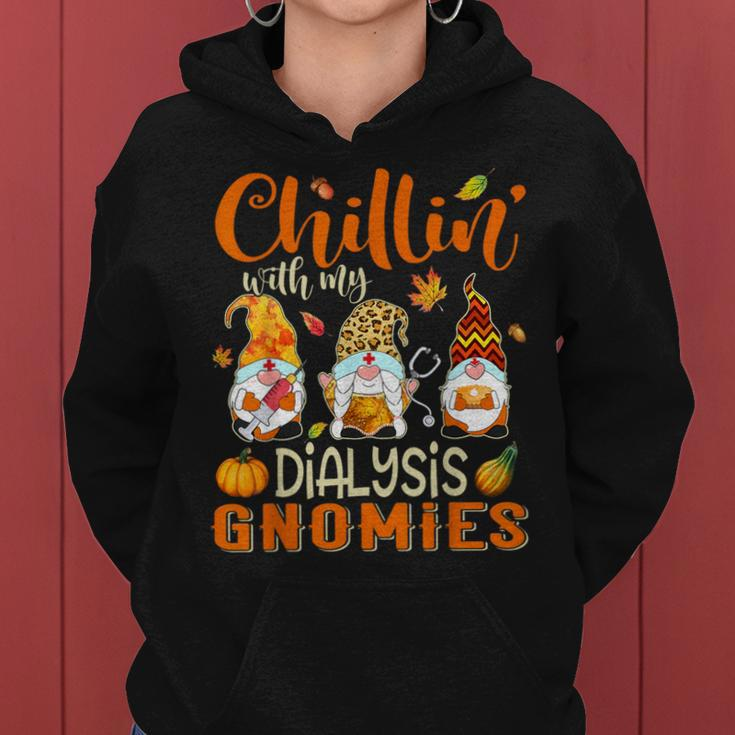 Chillin With My Dialysis Gnomies Nurse Gnome Thanksgiving Women Hoodie