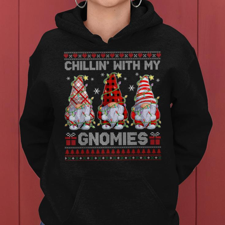 Chillin With My Gnomies Ugly Christmas Sweaters Pajama Xmas Women Hoodie