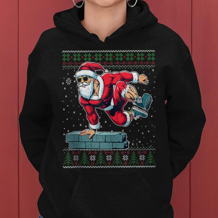 Christmas Santa Parkour Ugly Christmas Sweater Women Hoodie