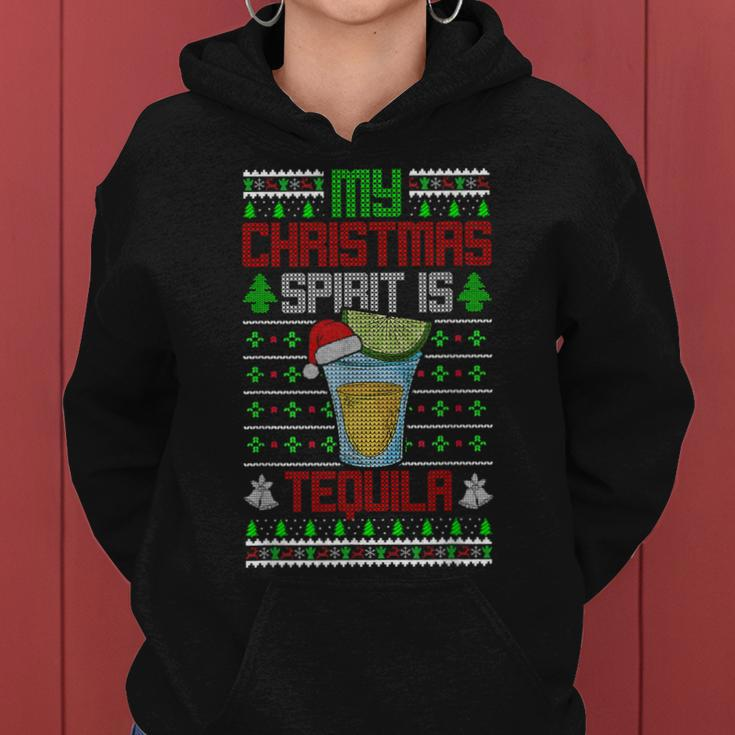 My Christmas Spirit Is Tequila Drinking Ugly Sweater Women Hoodie