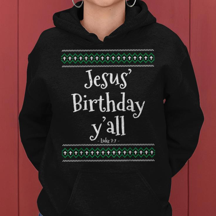 Christmas Ugly Sweater Jesus Birthday Y'all Women Hoodie