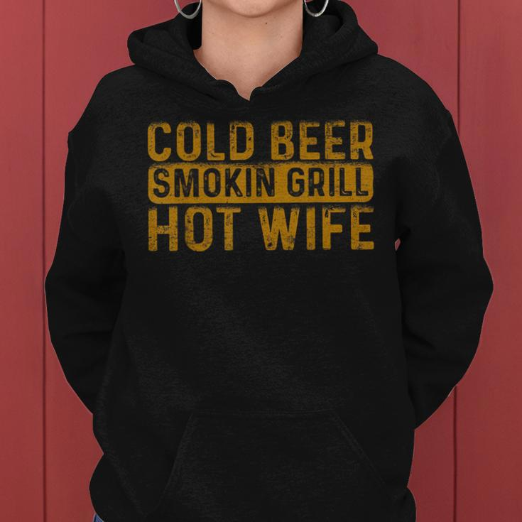 Cold Beer Smoking Grill Hotwife Husband Wife Bbq Joke Women Hoodie