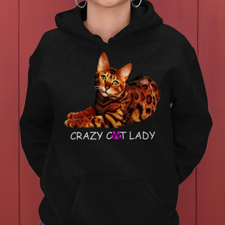 Colorful Crazy Bengal Cat Lady Funny Kitty Kitten Lover Gift Women Hoodie