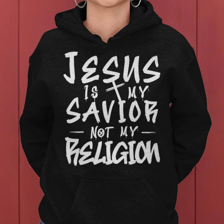 Cute Jesus Is My Savior Not My Religion Cross Faith Quote Faith Funny Gifts Women Hoodie