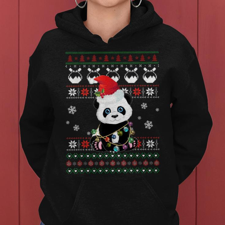 Cute Panda Ugly Sweater Christmas Light Pajama Women Hoodie