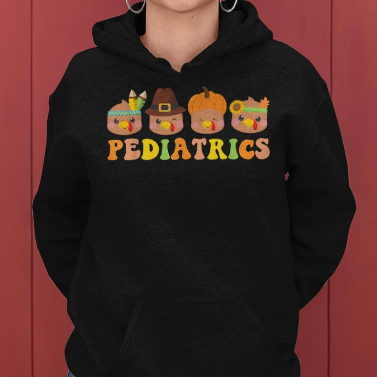 Cute Turkeys Pediatrics Pumpkin Thanksgiving Fall Peds Nurse Women Hoodie