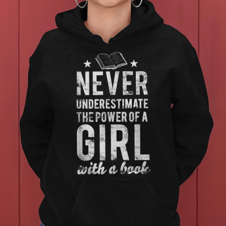 Cute Never Underestimate The Power Of A Girl Book Nerds Women Hoodie