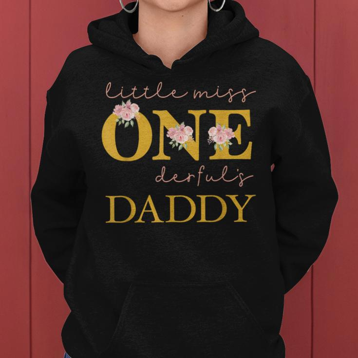 Daddy Little Miss Onederful Birthday Party 1 Year Old Girl Women Hoodie