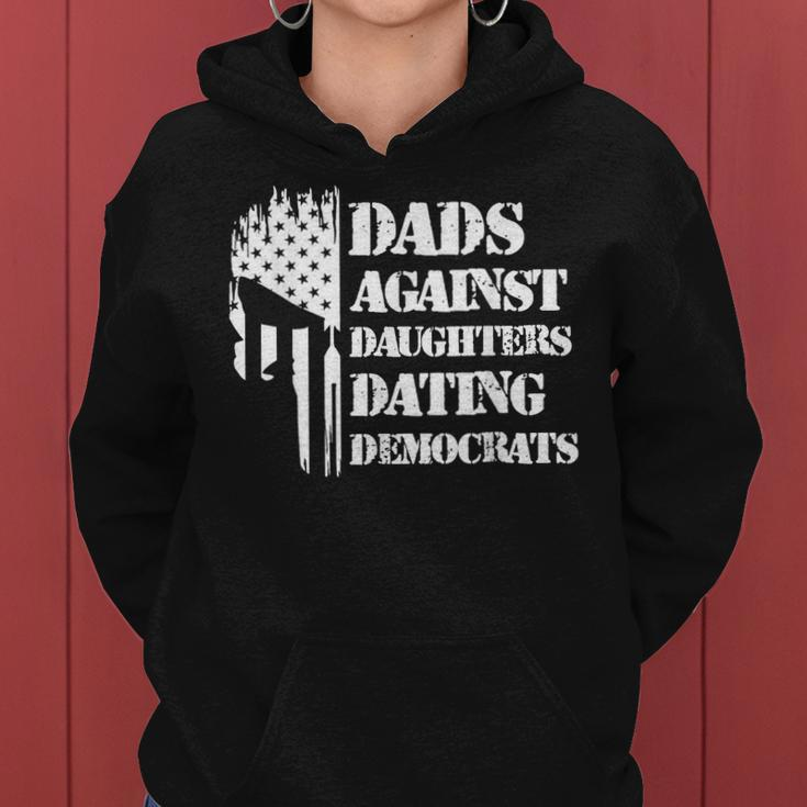 Dads Against Daughters Dating Democrats - Patriotic Skull Women Hoodie