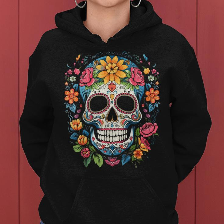 De Los Muertos Day Of The Dead Sugar Skull Halloween Women Hoodie