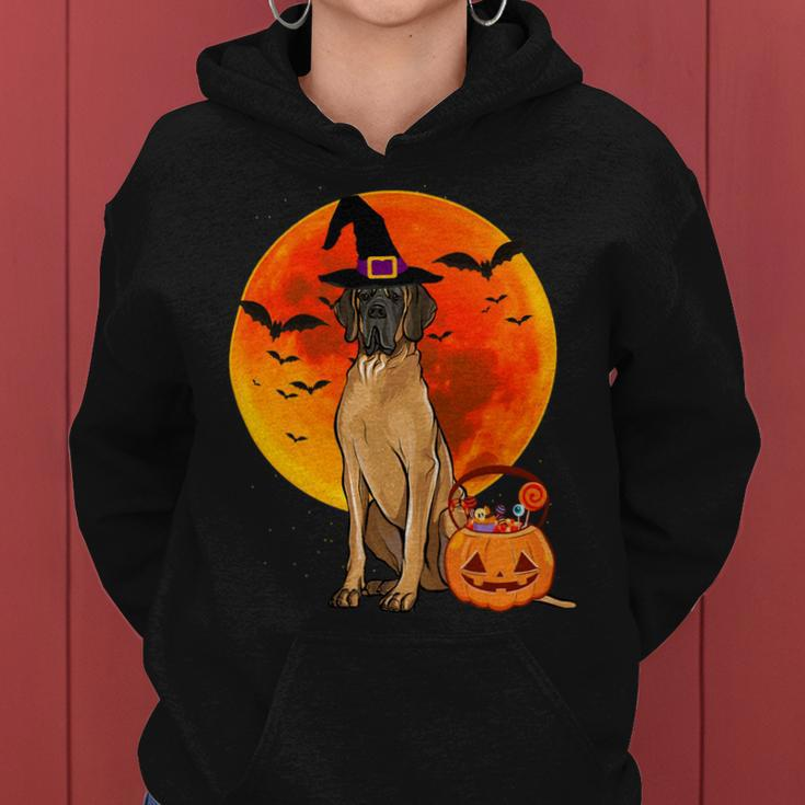 Dog Halloween Brown Great Dane Jack O Lantern Pumpkin Women Hoodie