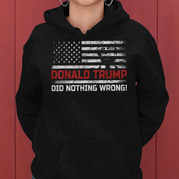 Donald Trump Did Nothing Wrong Us Flag Vintage Women Hoodie
