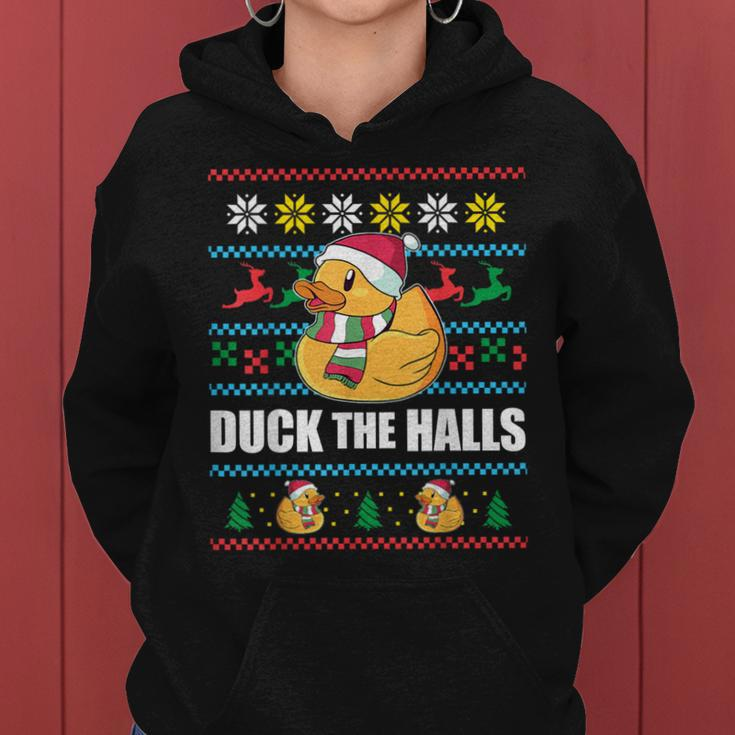 Duck The Halls Ugly Christmas Sweater Meme Women Hoodie