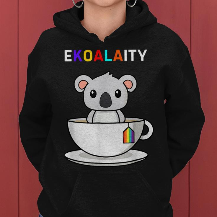 Ekoalaity Gay Pride Cute Koala Tea Cup Rainbow Flag Lgbt Women Hoodie